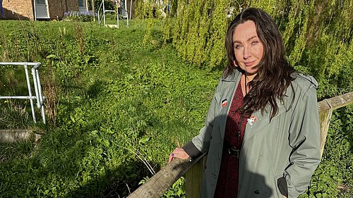 Jemma Joy stood by a local waterway in Guisborough